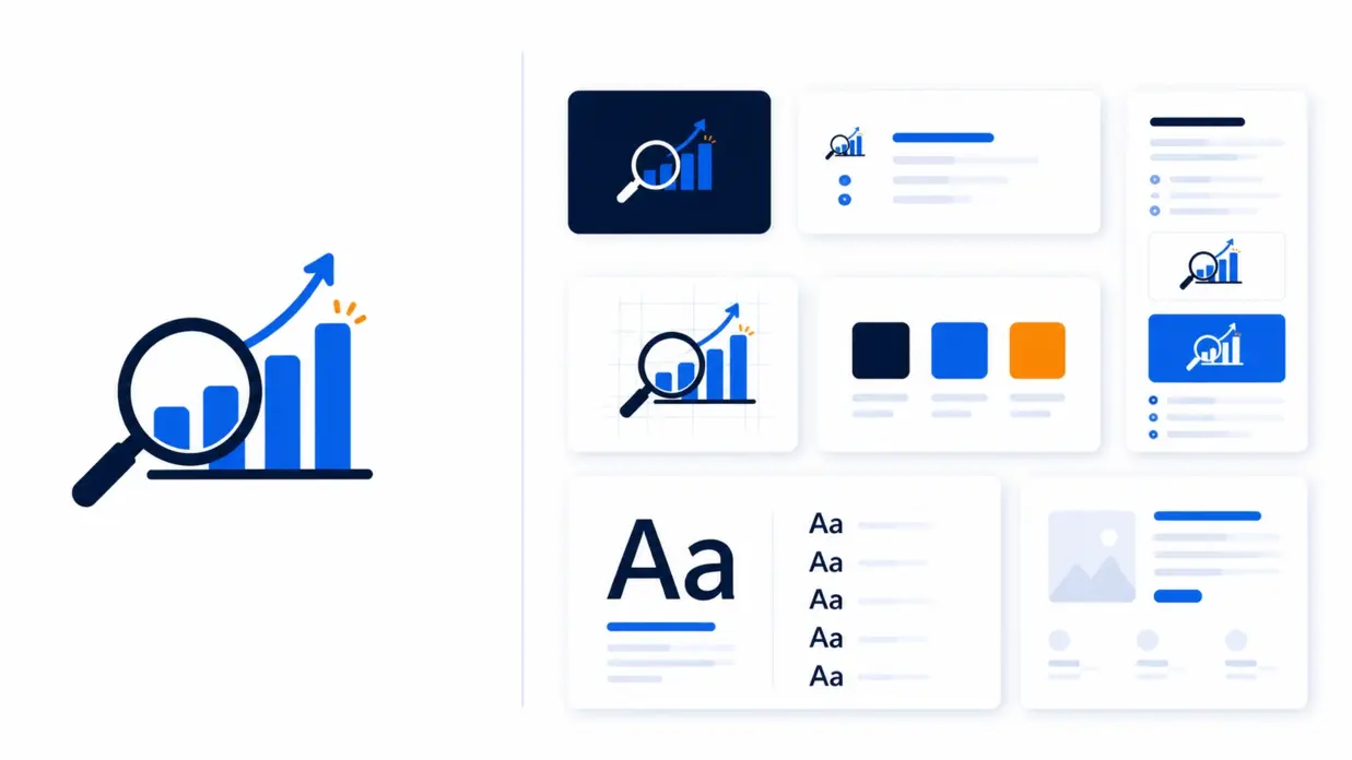 Comparison showing a single logo mark alongside a full brand identity system with colour palette, typography and guidelines