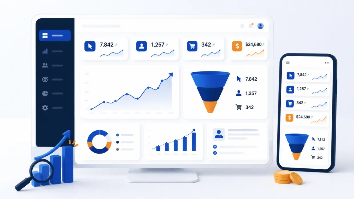Paid advertising management dashboard showing ad spend tracked through to leads and sales across Google and Meta
