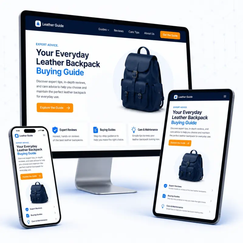 A custom website design shown across desktop, tablet and mobile screens